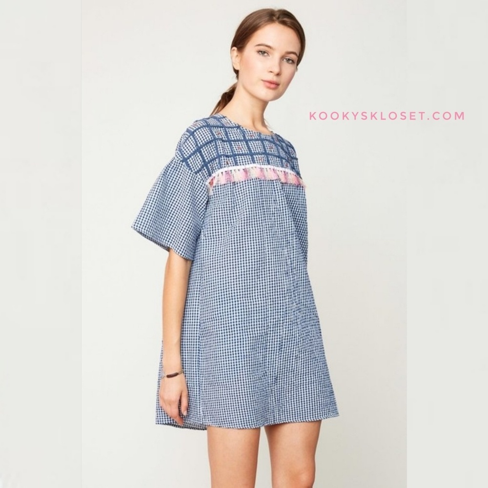 💥BIG SALE💥Mommy Embroidered Gingham Shirt Dress